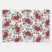 愛国的な花のパターン7月4日パーティー ラッピングペーパーシート (正面2)