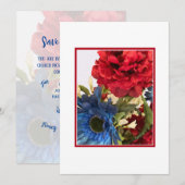 愛国的な花の発表カード サンキューカード (正面/裏面)