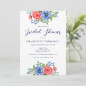 愛国的な花の赤白青の花嫁のシャワー 招待状 (スタンド正面)