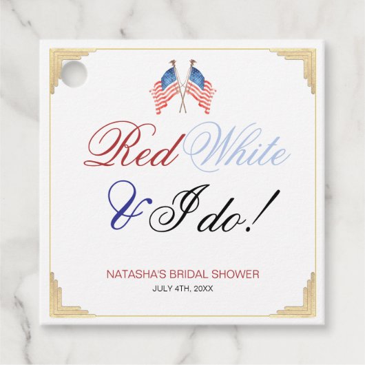 愛国的な花嫁のシャワー 赤 白 そして誓う フェイバータグ (正面)