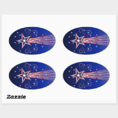 愛国的な花火の大きな楕円形のシール 楕円形シール (シート)