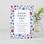 愛国的な花火 7月4日 招待ポストカード 招待状 (スタンド正面)