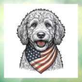 愛国的な落書き犬のビンテージ彫刻ベクター デザイン ウィンドウサイン (シート3)
