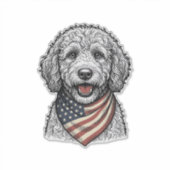 愛国的な落書き犬のビンテージ彫刻ベクター デザイン シール (正面)