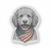 愛国的な落書き犬のビンテージ彫刻ベクター デザイン シール (正面)