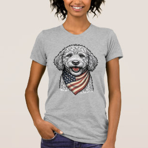 愛国的な落書き犬のビンテージ彫刻ベクター デザイン Tシャツ