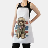 愛国的な落書き犬のビンテージ彫刻Tシャツデザイン エプロン (インサイチュ)