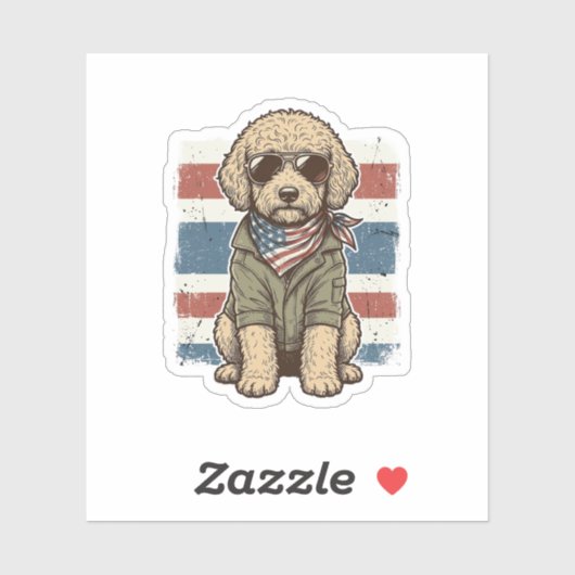 愛国的な落書き犬のビンテージ彫刻Tシャツデザイン シール (シート)