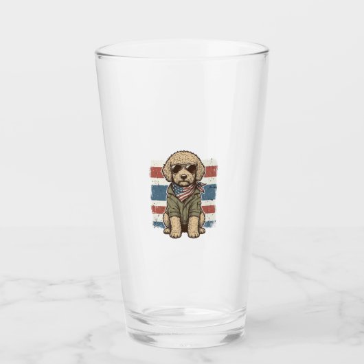 愛国的な落書き犬のビンテージ彫刻Tシャツデザイン タンブラーグラス (正面)
