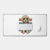 愛国的な落書き犬のビンテージ彫刻Tシャツデザイン デスクマット (キーボード&マウス)