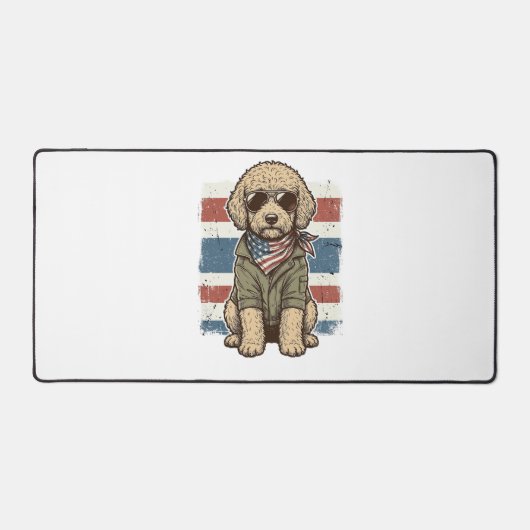 愛国的な落書き犬のビンテージ彫刻Tシャツデザイン デスクマット (正面)