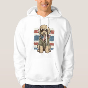 愛国的な落書き犬のビンテージ彫刻Tシャツデザイン パーカ