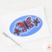 愛国的な蝶のシール 楕円形シール (封筒)