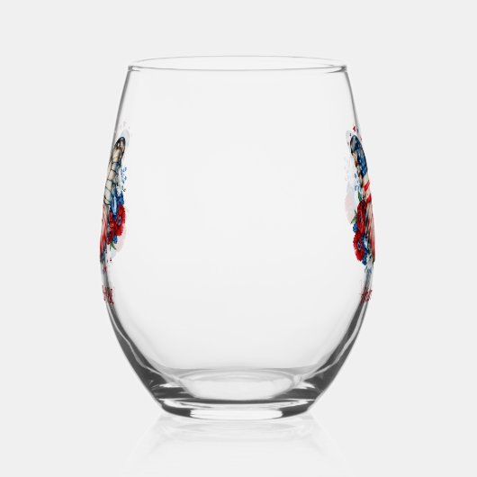 愛国的な蝶アメリカの赤ちゃん名 ステムなしワイングラス (左)