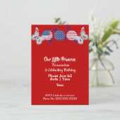 愛国的な蝶アメリカ国旗の誕生日パーティー 招待状 (スタンド正面)