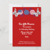 愛国的な蝶アメリカ国旗の誕生日パーティー 招待状 (正面)