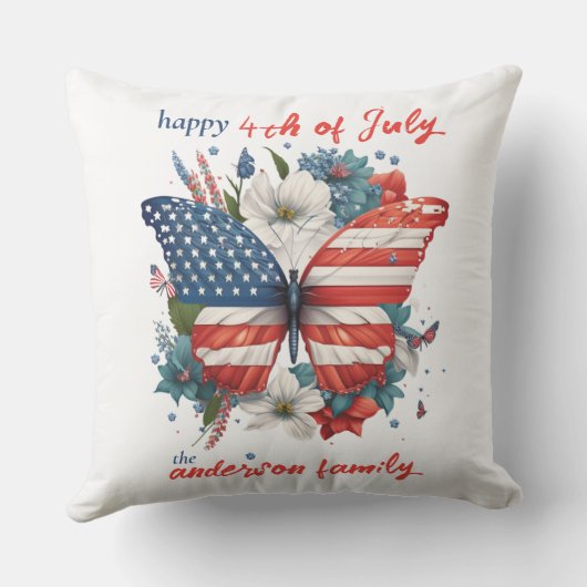愛国的な蝶7月アメリカ国旗4日 アウトドアクッション (裏面)
