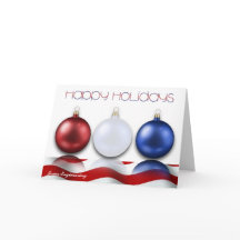 愛国的な装飾と旗のハッピーホリデーカード