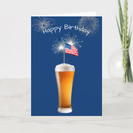 愛国的な誕生日ビールとスパークラーズ カード