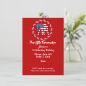 愛国的な象 アメリカ国旗 誕生日の少年 かわいい 招待状 (スタンド正面)