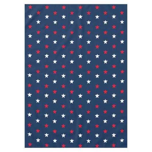 愛国的な赤いダークネイビーブルーの星模様 テーブルクロス (正面)