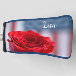 愛国的な赤いローズパーソナライズされたパターカバー ゴルフヘッドカバー