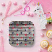 愛国的な赤い海軍の青い星の素朴な屋根板 ペーパープレート (パーティー)