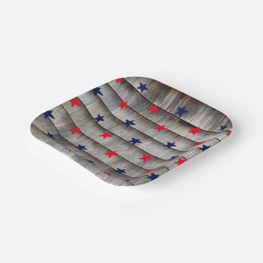 愛国的な赤い海軍の青い星の素朴な屋根板 ペーパープレート (傾斜あり)