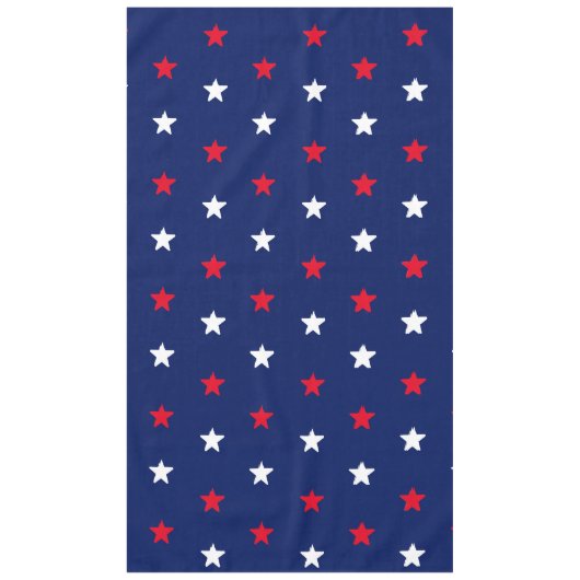 愛国的な赤い白いネイビーブルーの星模様 テーブルクロス (正面)