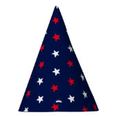 愛国的な赤い白いネイビーブルーの星模様 パーティーハット (右)