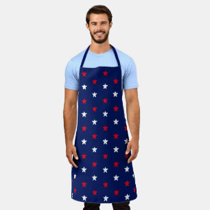 愛国的な赤い白い紺の星のキッチンバーク エプロン