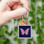 愛国的な赤い白と青い蝶キーチェーン キーホルダー (手)