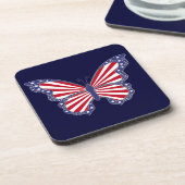 愛国的な赤い白と青い蝶コースター コースター (左側)
