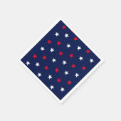 愛国的な赤とネイビーブルーの星の休日 スタンダードカクテルナプキン (角)