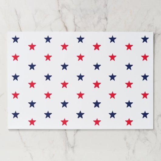 愛国的な赤と海軍の青の星ランチョンマット ペーパーパッド (正面)