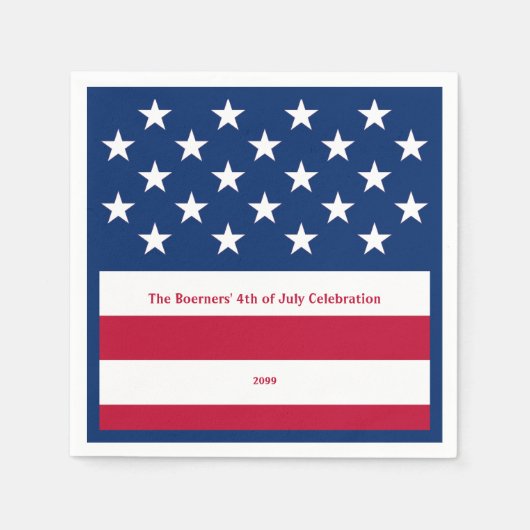 愛国的な赤と青のオールドグローリーカクテル スタンダードカクテルナプキン (正面)