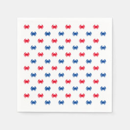 愛国的な赤と青のカニのパターン スタンダードカクテルナプキン