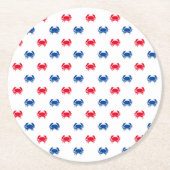 愛国的な赤と青のカニのパターン ラウンドペーパーコースター (正面)