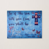 愛国的な赤と青のクリスチャンの自由 ジグソーパズル (横)