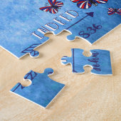 愛国的な赤と青のクリスチャンの自由 ジグソーパズル (側面)