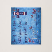 愛国的な赤と青のクリスチャンの自由 ジグソーパズル (縦)