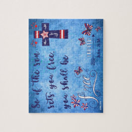 愛国的な赤と青のクリスチャンの自由 ジグソーパズル