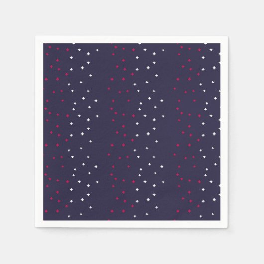 愛国的な赤と青のスイスの十字記号 スタンダードカクテルナプキン (正面)