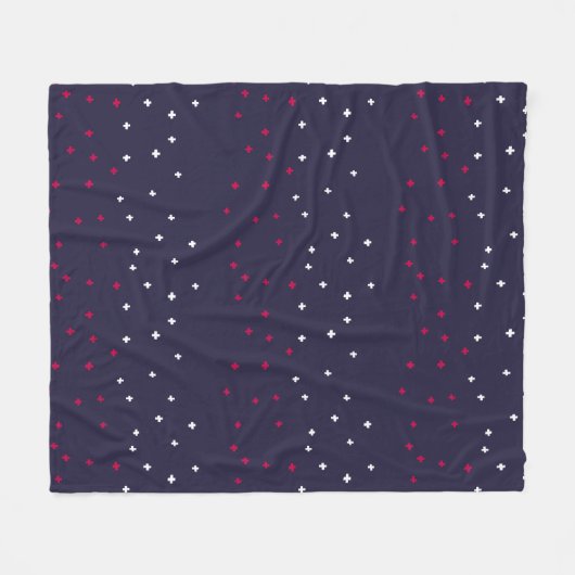 愛国的な赤と青のスイスの十字記号 フリースブランケット (正面(横))