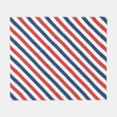 愛国的な赤と青のストライプ フリースブランケット (正面(横))