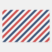 愛国的な赤と青のストライプ ラッピングペーパーシート (正面)