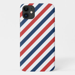 愛国的な赤と青のストライプ iPhone 11 ケース