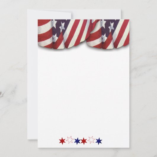 愛国的な赤と青のバンティングと星 招待状 (裏面)