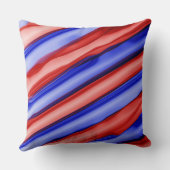 愛国的な赤と青のリボンルックストライプス クッション (裏面)