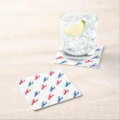 愛国的な赤と青のロブスターパターン スクエアペーパーコースター (インサイチュ)